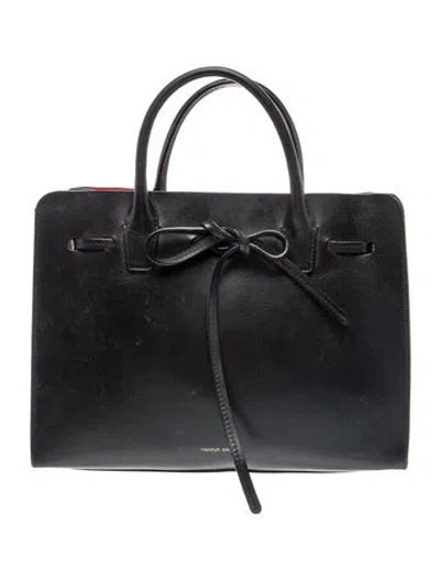 Pre-owned Mansur Gavriel Leather Top Handle Bag In Black