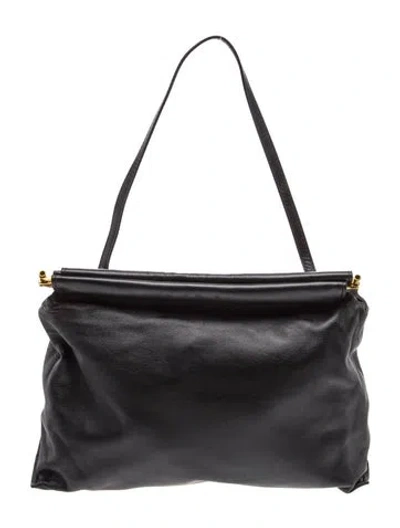 Pre-owned Mansur Gavriel Leather Top Handle Bag In Black