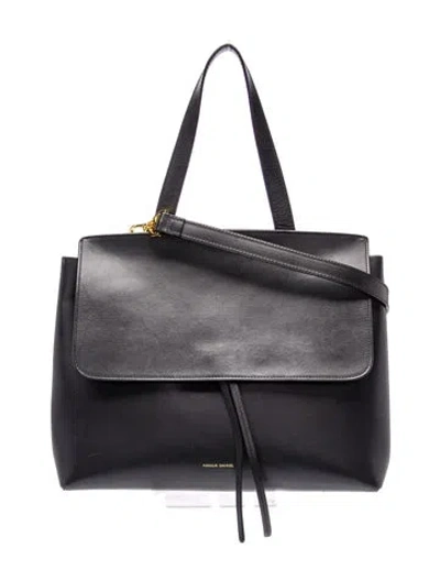 Pre-owned Mansur Gavriel Leather Top Handle Bag In Black