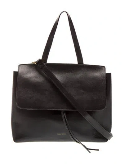 Pre-owned Mansur Gavriel Leather Top Handle Bag In Black