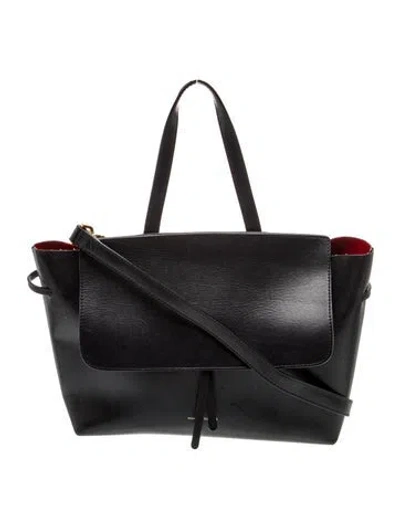 Pre-owned Mansur Gavriel Leather Top Handle Bag In Black