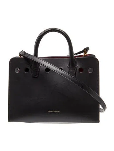 Pre-owned Mansur Gavriel Leather Top Handle Bag In Black