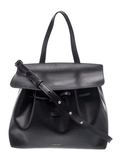 Pre-owned Mansur Gavriel Leather Top Handle Bag In Black
