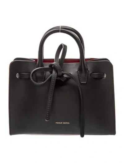 Pre-owned Mansur Gavriel Leather Top Handle Bag In Black