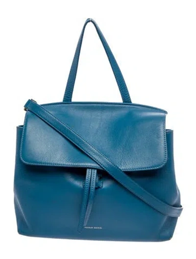 Pre-owned Mansur Gavriel Leather Top Handle Bag In Blue