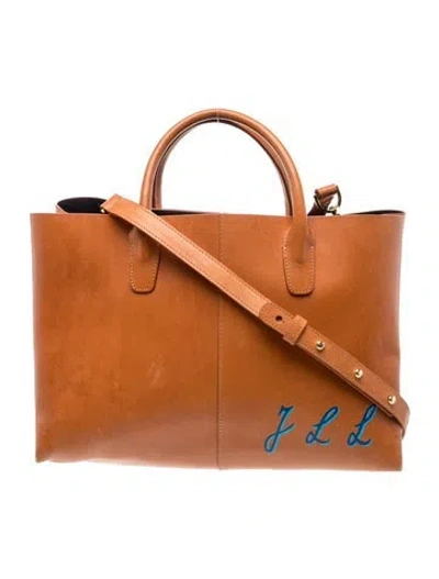 Pre-owned Mansur Gavriel Leather Top Handle Bag In Brown