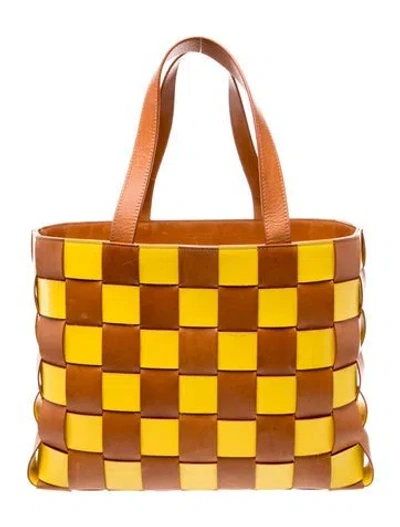 Pre-owned Mansur Gavriel Leather Top Handle Bag In Brown