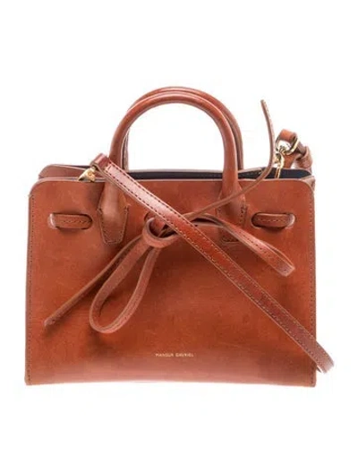 Pre-owned Mansur Gavriel Leather Top Handle Bag In Brown