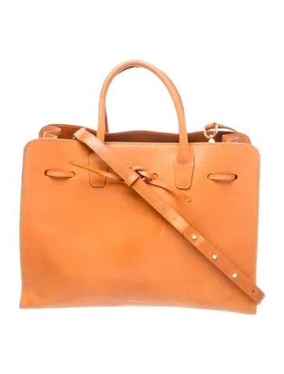 Pre-owned Mansur Gavriel Leather Top Handle Bag In Brown
