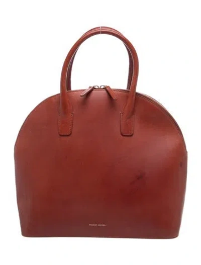 Pre-owned Mansur Gavriel Leather Top Handle Bag In Brown
