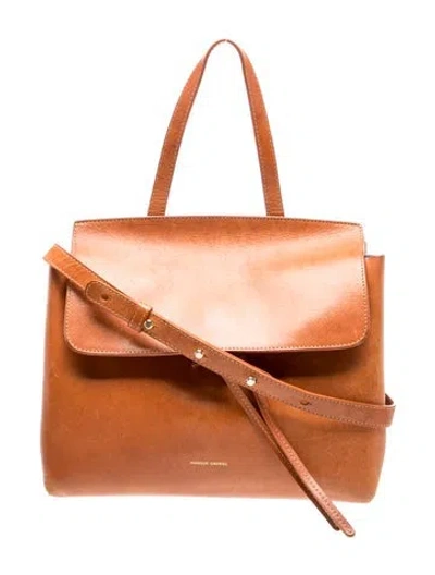 Pre-owned Mansur Gavriel Leather Top Handle Bag In Brown