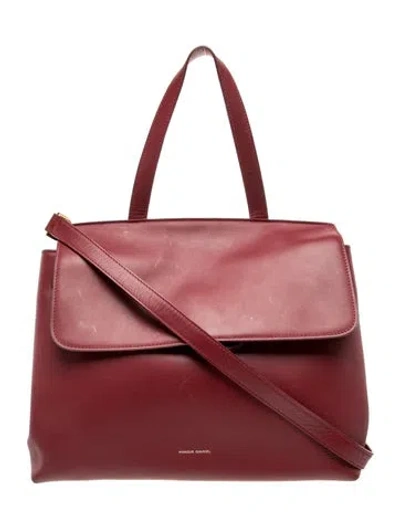 Pre-owned Mansur Gavriel Leather Top Handle Bag In Burgundy