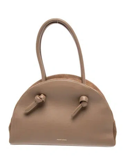 Pre-owned Mansur Gavriel Leather Top Handle Bag In Neutrals