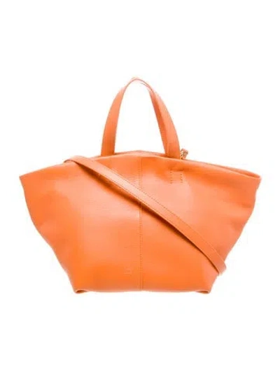 Pre-owned Mansur Gavriel Leather Top Handle Bag In Orange