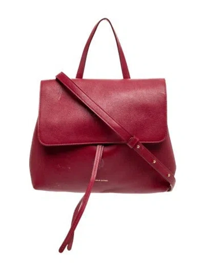 Pre-owned Mansur Gavriel Leather Top Handle Bag In Red