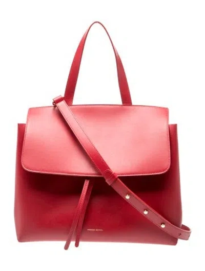 Pre-owned Mansur Gavriel Leather Top Handle Bag In Red