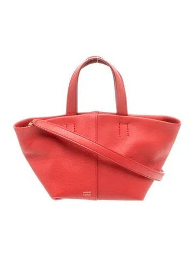 Pre-owned Mansur Gavriel Leather Top Handle Bag W/ Tags In Red