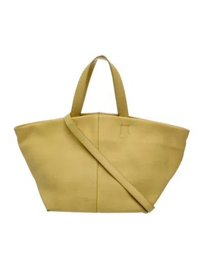Pre-owned Mansur Gavriel Leather Top Handle Bag In Yellow