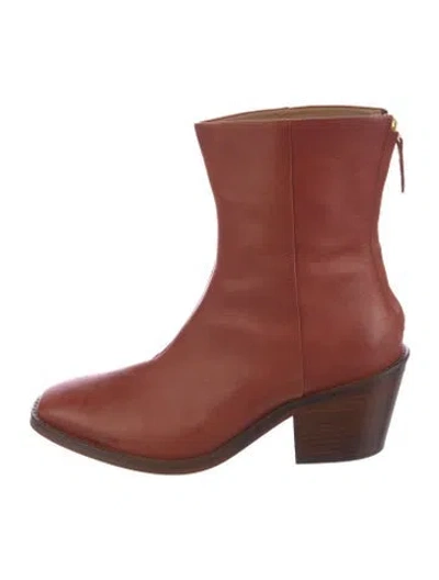Pre-owned Mansur Gavriel Leather Western Boots In Brown