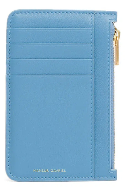 Mansur Gavriel Leather Zip Card Holder In Lago