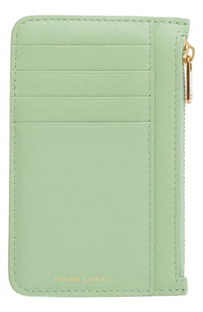 Mansur Gavriel Leather Zip Card Holder In Green