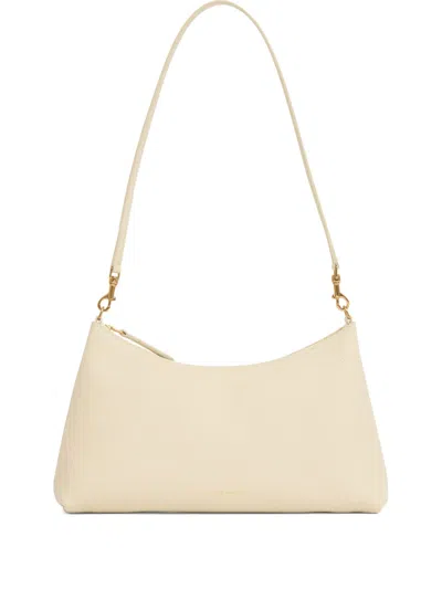 Mansur Gavriel Leather Zip-top Shoulder Bag In White