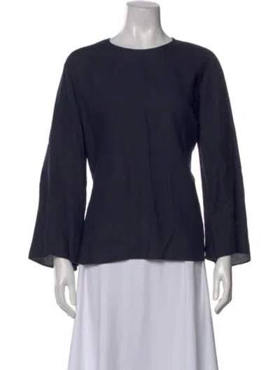 Pre-owned Mansur Gavriel Linen Crew Neck Top In Blue