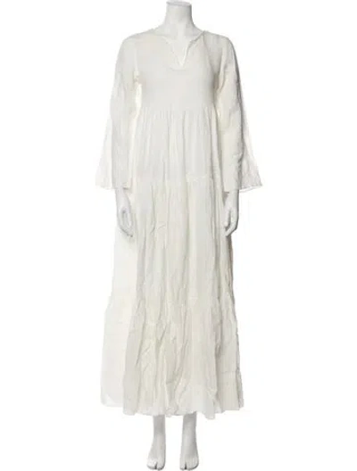 Pre-owned Mansur Gavriel Linen Long Dress In White
