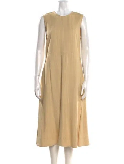 Pre-owned Mansur Gavriel Linen Midi Length Dress In Neutral