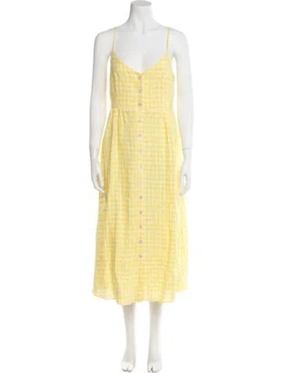 Pre-owned Mansur Gavriel Linen Midi Length Dress In Yellow