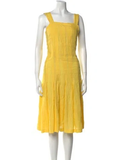 Pre-owned Mansur Gavriel Linen Midi Length Dress In Yellow
