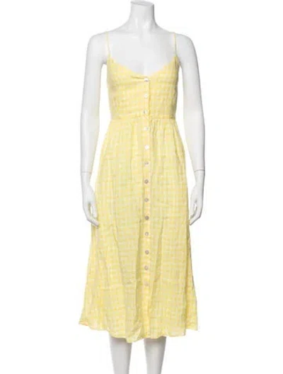 Pre-owned Mansur Gavriel Linen Midi Length Dress In Yellow