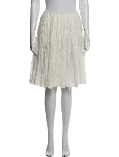 Pre-owned Mansur Gavriel Linen Midi Length Skirt In White