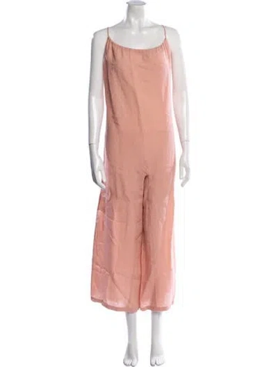 Pre-owned Mansur Gavriel Linen Scoop Neck Jumpsuit In Pink