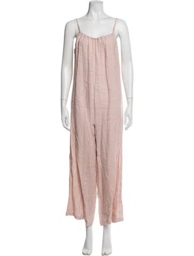 Pre-owned Mansur Gavriel Linen Scoop Neck Jumpsuit In Pink