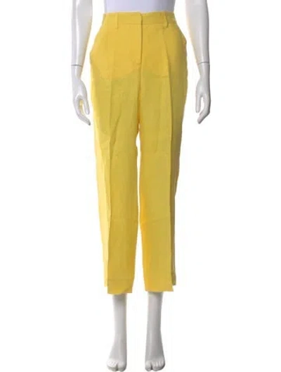 Pre-owned Mansur Gavriel Linen Straight Leg Pants In Yellow