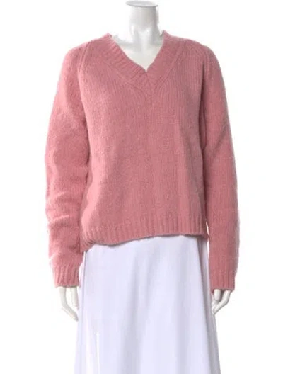 Pre-owned Mansur Gavriel Linen V-neck Sweater In Pink