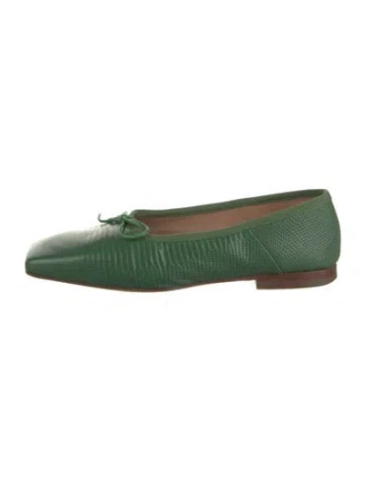 Pre-owned Mansur Gavriel Lizard Animal Print Ballet Flats In Green