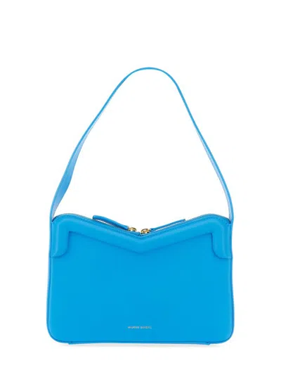 Mansur Gavriel Logo Engraved Zipped Shoulder Bag In Blue