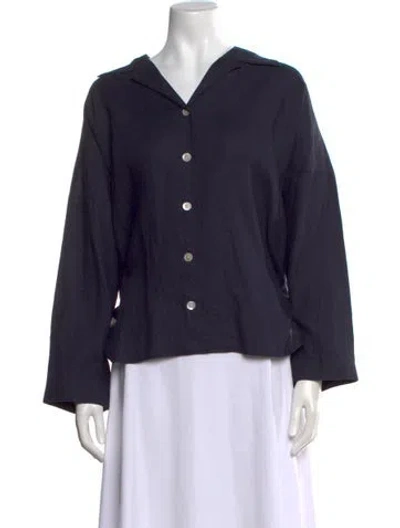 Pre-owned Mansur Gavriel Long Sleeve Button-up Top In Blue