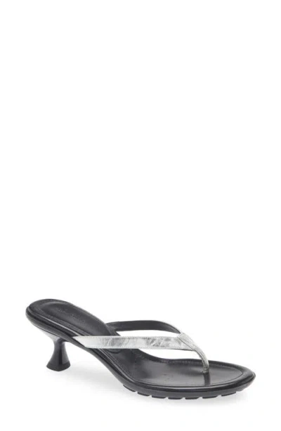 Mansur Gavriel Mari Kitten Heel Sandal In Silver