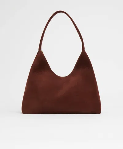 Mansur Gavriel Candy Suede Shoulder Bag In Brown