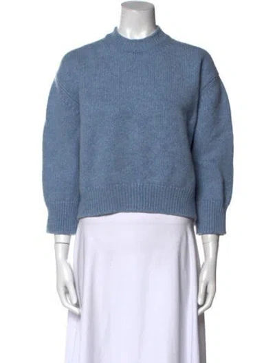 Pre-owned Mansur Gavriel Merino Wool Mock Neck Sweater In Blue