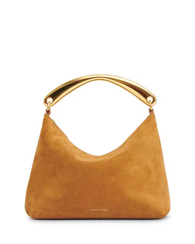 Mansur Gavriel Metal Handle Suede Hera Handbag In Caramel