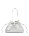 Mansur Gavriel Metallic Suede Drawstring Pouchette In Silver