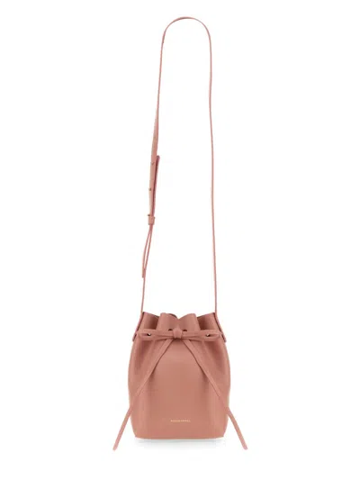 Mansur Gavriel Mini Drawstring Leather Bucket Bag In Pink