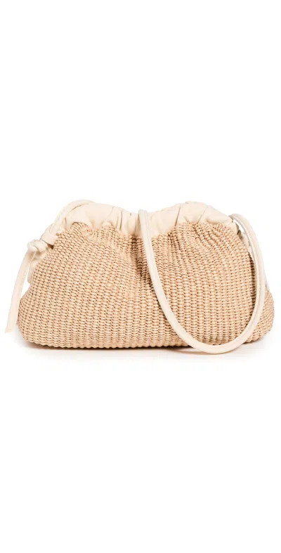Mansur Gavriel Mini Cloud Woven Raffia Clutch In Natural/jasmine