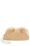 Mansur Gavriel Cloud Mini Raffia Clutch Bag In Natural/ Avorio
