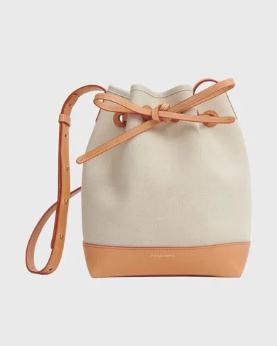 Mansur Gavriel Mini Drawstring Canvas Bucket Bag In Natural