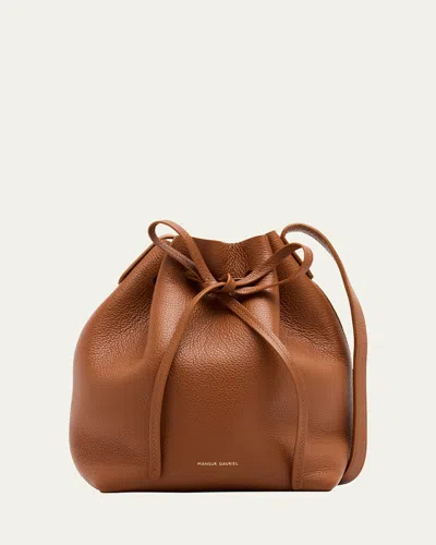 Mansur Gavriel Mini Drawstring Leather Bucket Bag In Hazelnut